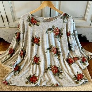 Boho Floral Ruffle Top